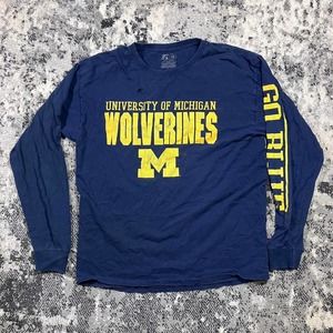 Y2K Michigan Wolverines‎ Distressed Long Sleeve Tee